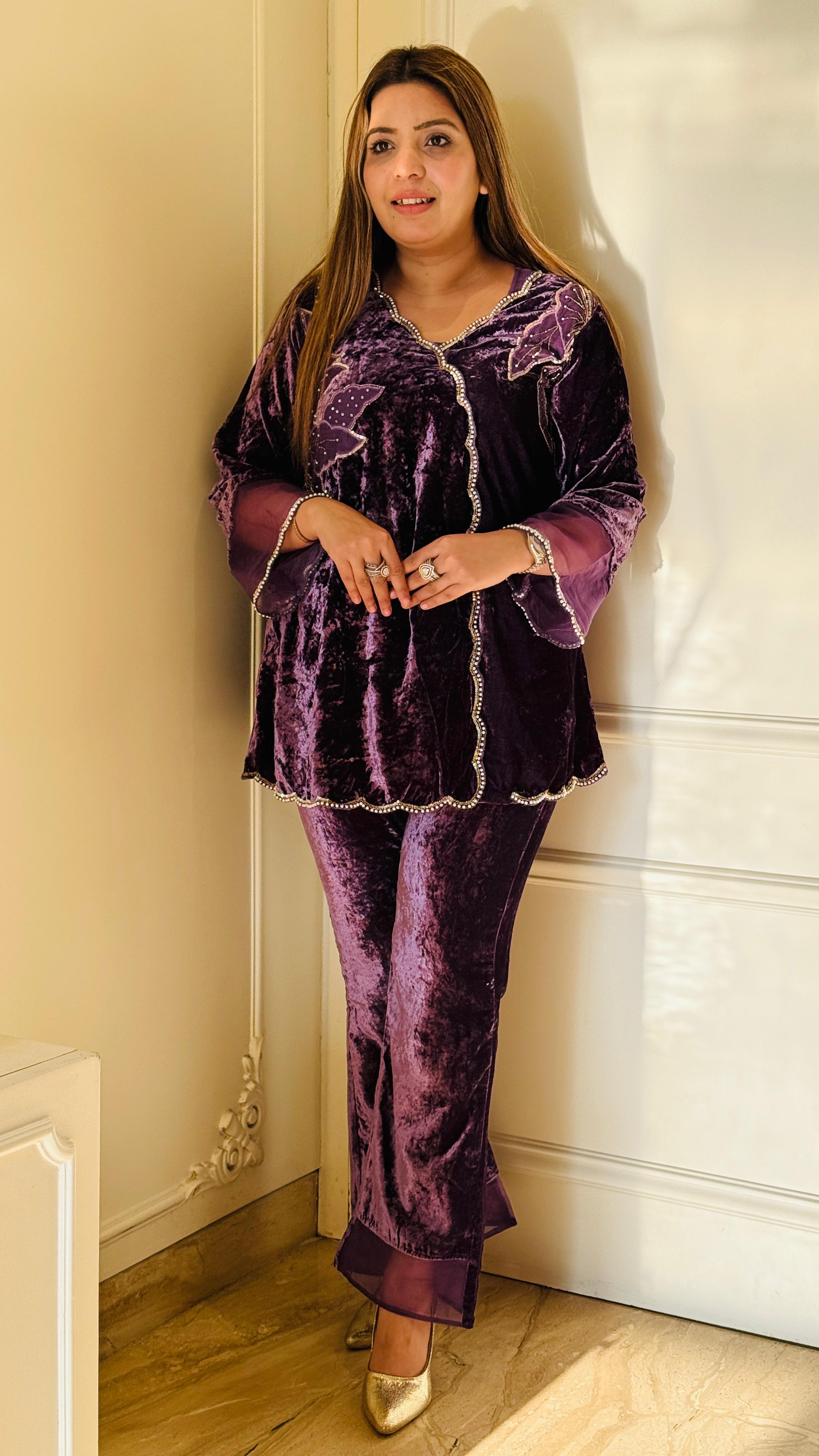 Purple Ice Velvet Co-ord Set